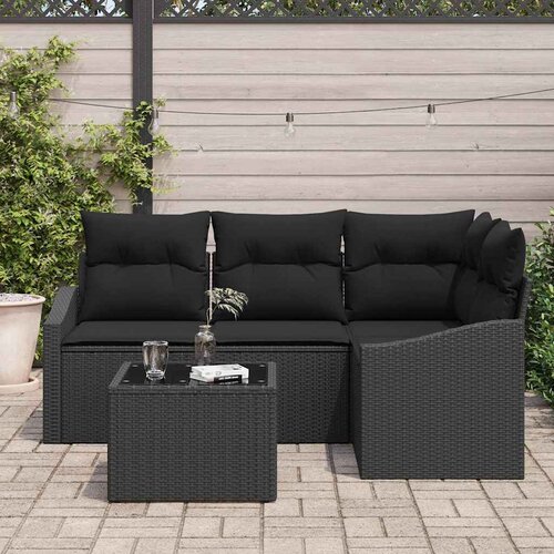  Sjedeća garnitura za vrt 5 kom. Crna poliratan 178,5 x 123,5 x 85 cm Slike