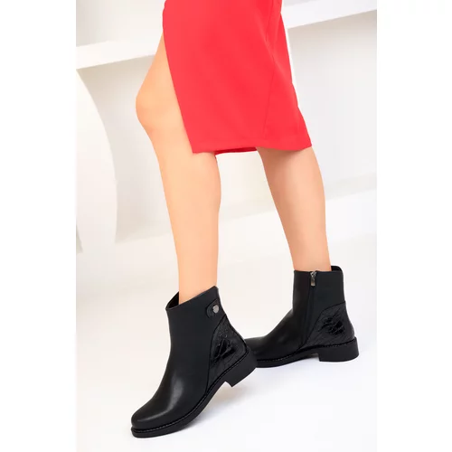 Soho Women's Black-Black Ankle Boots & Bootie 18424