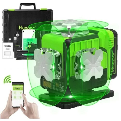 HUEPAR p04CG 2600mAh 16 linijski gradbeni zeleni laserski nivelir Bluetooth + daljinec P04CG Cene