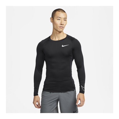Nike Pro Dri-FIT Tight Fit Long Sleeve Shirt, Black/White, (20489475-c537535) Cene