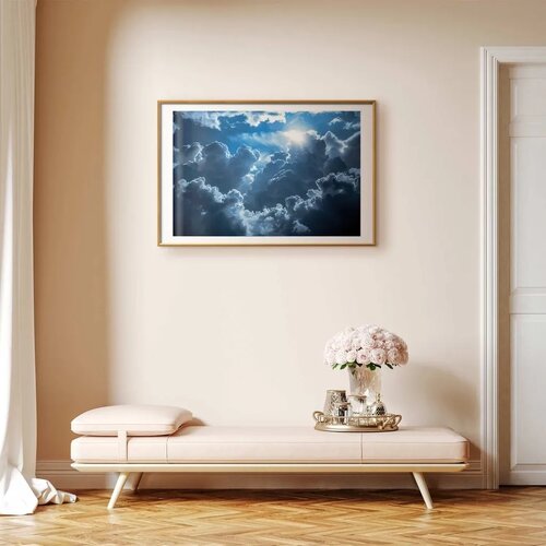  Plakat Lively Scene: The Sun Battling the Clouds 60x40 Zlatni okvir s margom Slike