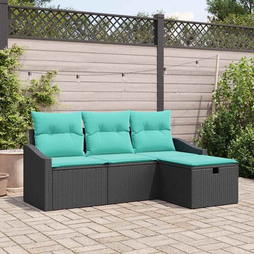  Set sofe s jastukom s pohranom 4 pcs Crna Poli ratan Cijene