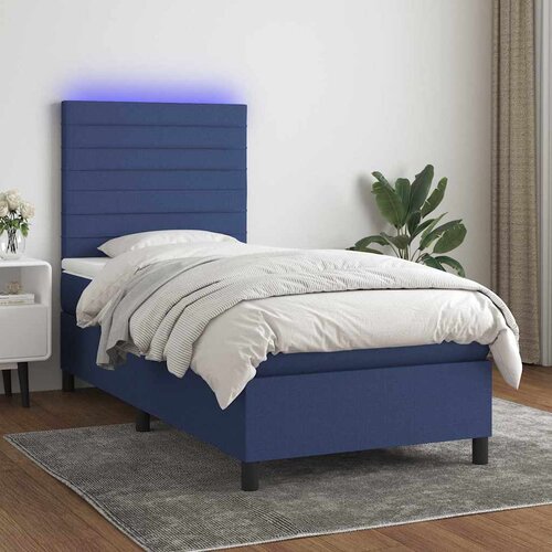  box spring s madracem LED plavi 80 x 200 cm od tkanine Cijene