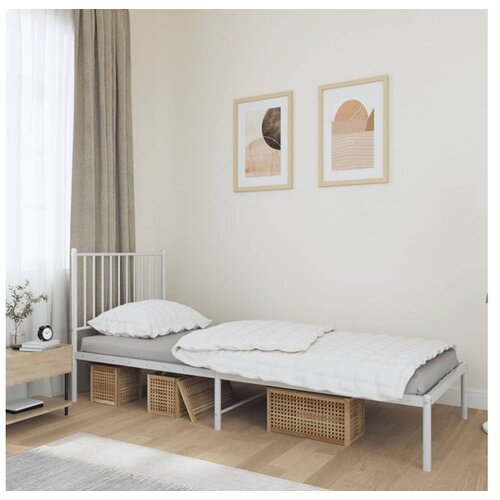  Metalni okvir za krevet s uzglavljem bijeli 80x200 cm Cijene