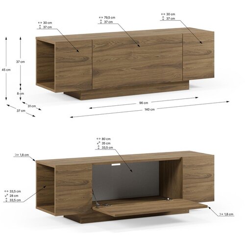 Marckeric TV komoda u dekoru hrasta u prirodnoj boji 140x45x40 cm Victor &amp;ndash; Slike