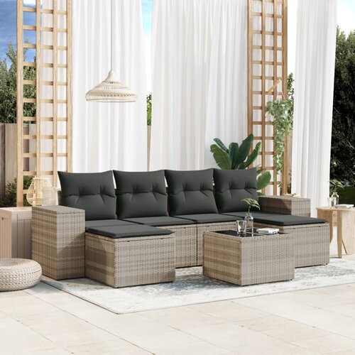 VidaXL 7-dijelni set vrtnih sofa svjetlosivi od poliratana Slike