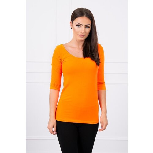 Kesi Blouse with round neckline orange neon Slike