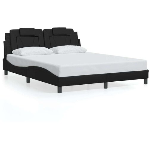  Okvir kreveta s LED svjetlima crni 160 x 200 cm od umjetne kože Cene