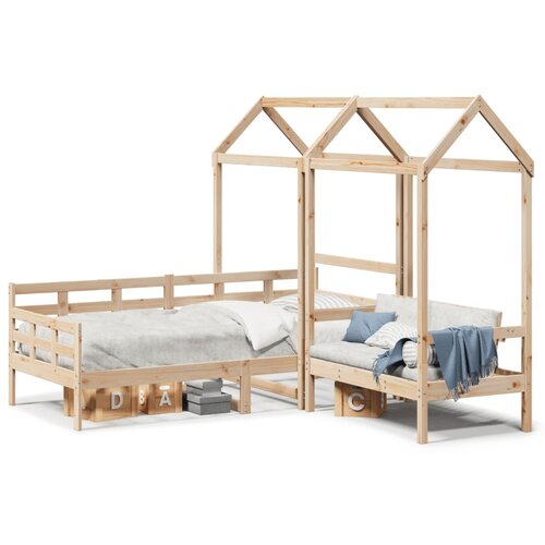 VidaXL Dnevna postelja s klopjo in streho 90x190 cm trdna borovina Slike