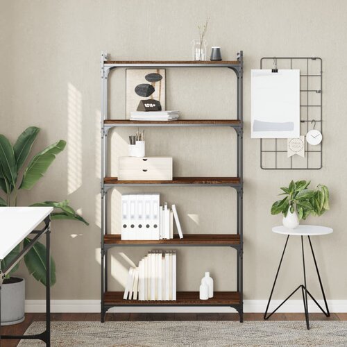 VidaXL Knjižna omara 5-nadstropna rjavi hrast 80x30x154 cm inž. les Slike