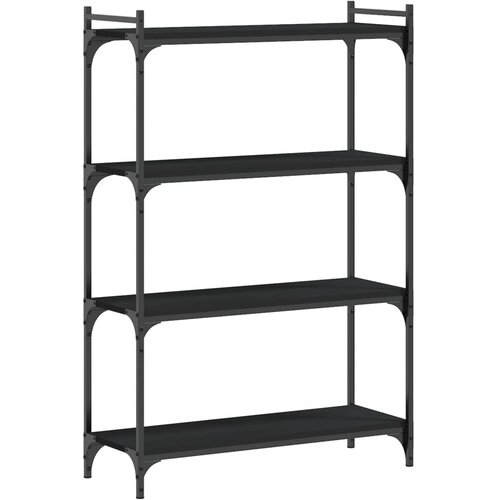 VidaXL Knjižna omara 4-nadstropna črna 80x30x120 cm inženirski les, (20978264) Slike