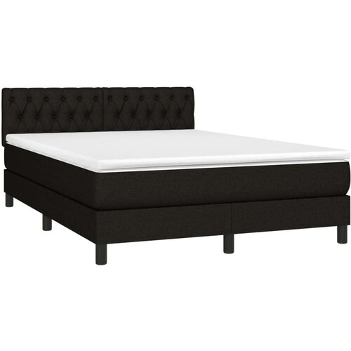  Krevet box spring s madracem LED crni 140x200 cm od tkanine Slike