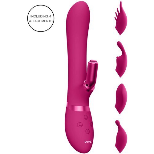 VIVE Chou - punjivi, izmjenjivi vibrator za glavu s klitorisnom rukom (roza) Cijene