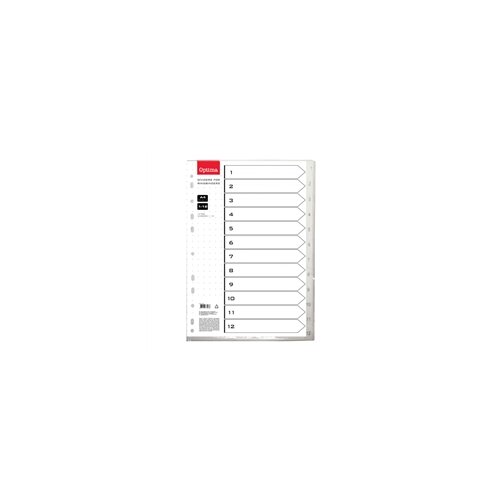 Optima Pregrada kartonska 1-12 A4 PP bijela Slike