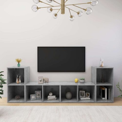 TV omarice 4 kosi betonsko sive 72x35x36,5 cm iverna plo&scaron;ča Cene