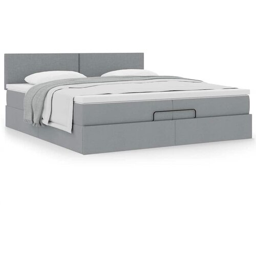  Otomanski krevet s madracem svijetlosivi 200x200 cm tkanine Slike