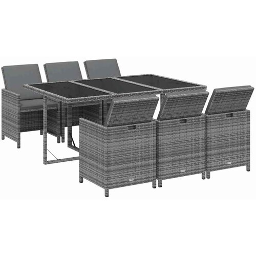  7-dijelni vrtni blagovaonski set sivi od poliratana Siva 163 cm table length Slike