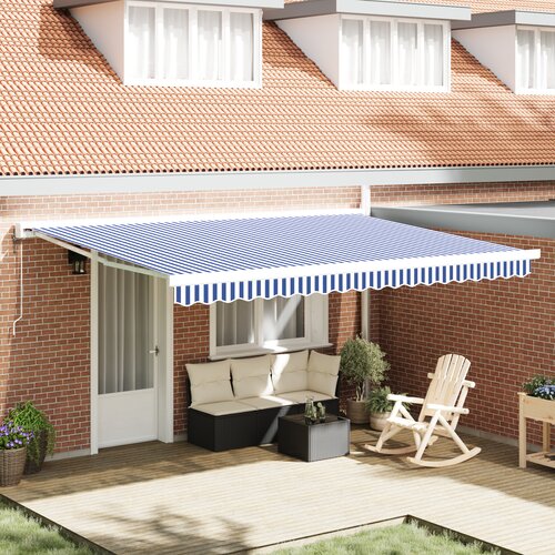 vidaXL automatska uvlačna tenda plava i bijela 450x300 cm Cene