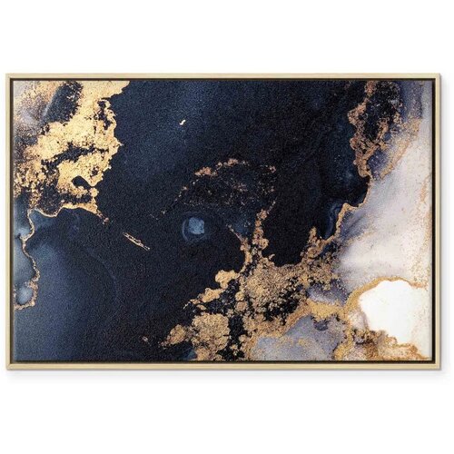  Slika - Marble and navy blue &amp;ndash; abstract textured pattern inspired by the starry sky 120x80 U prirodnom drvenom okviru Slike