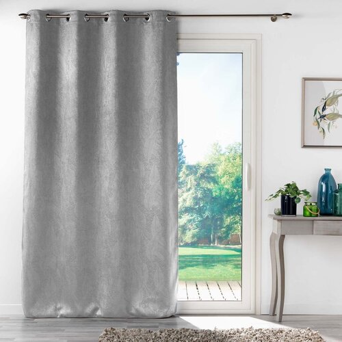 Douceur d int&amp;eacute;rieur Svetlo siva žametna zavesa zatemnitvena 135x280 cm Melodie &amp;ndash; Slike