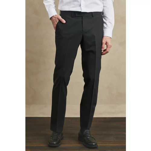 ALTINYILDIZ CLASSICS Men's Black Slim Fit Slim Fit Flexible Classic Trousers.