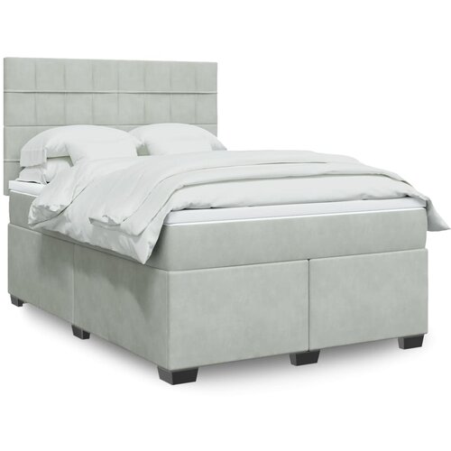 vidaXL Box spring postelja z vzmetnico svetlo siva 160x200 cm žamet Cene