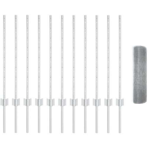 vidaXL Zavarena Ograda s 11 U Stupovima Srebrna 0.8x25 m Čelik Cijene