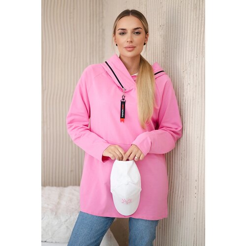 Kesi marka niezdefiniowana Tunic with a zipper on the hood Oversize light pink Cijene
