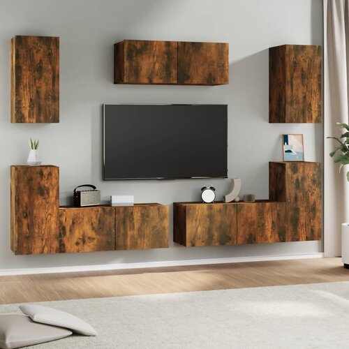The Living Store Komplet TV omaric 7-delni dimljen hrast konstruiran les - Komplet TV Omaric, (21427957) Cene