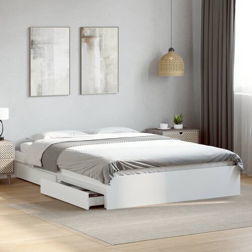 Furnova Posteljni okvir s predali bel 150x200 cm inženirski les, (21934007) Slike