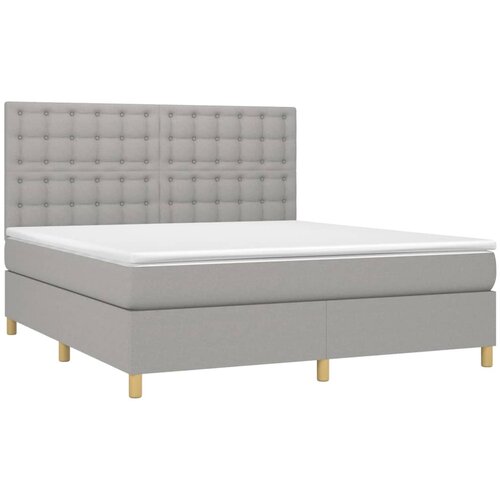  Krevet s oprugama i madracem svjetlosivi 180x200 cm od tkanine Slike