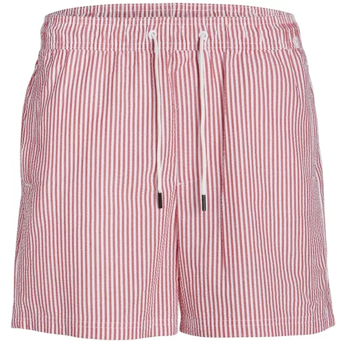 Jack & Jones Kratke kopalne hlače 'FIJI' pastelno rdeča / bela