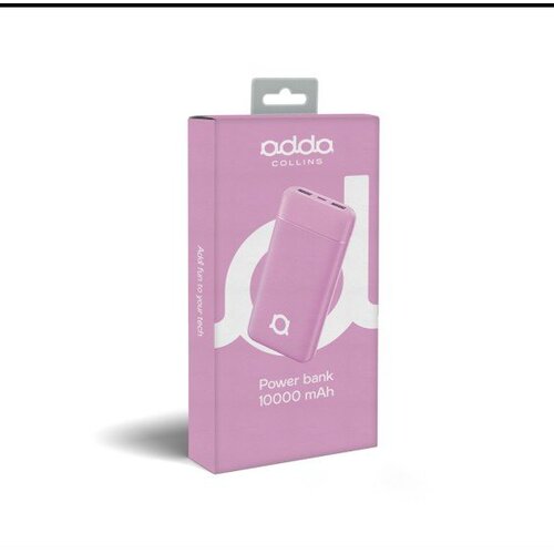 Powerbank Adda Collins PB-001-LP, Fusion 10000mAh, Micro USB in Type-C vhodi, 2xUSB-A izhodi, 12W, roza Slike