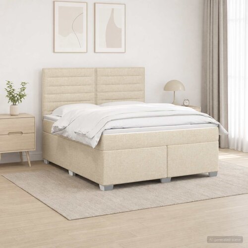  Boxspring krevet s madracem Krem 140 x 190 cm Tkanina 144 x 190 x 140.5 cm Cene