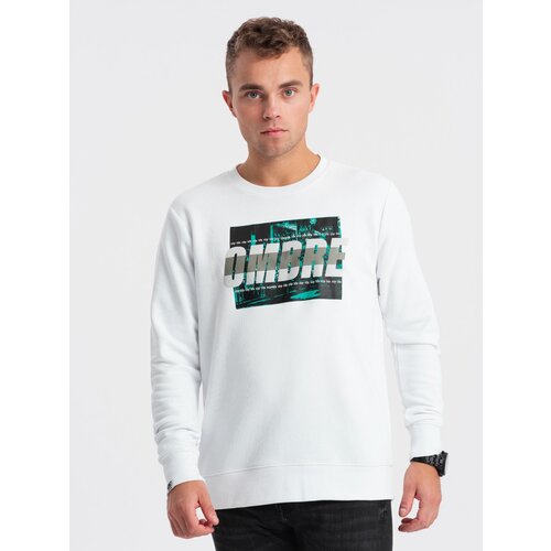 Ombre Men&amp;#039;s printed sweatshirt worn over the head - white Slike