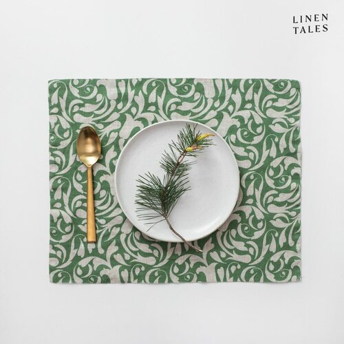 Linen Tales Lanen pogrinjek 35x45 cm Evergreen Damask &amp;ndash; Slike