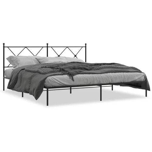 vidaXL Kovinski posteljni okvir z vzglavjem črn 180x200 cm