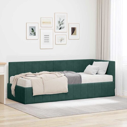 vidaXL Kutni okvir kreveta s madracem Tamnozelena 80 x 200 cm Baršun Cijene