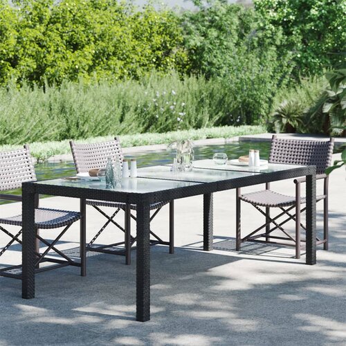VidaXL Vrtni stol crni 190x90x75 cm od kaljenog stakla i poliratana Slike