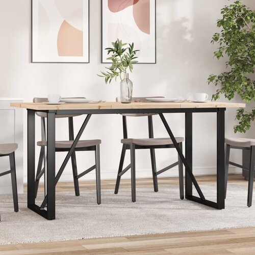 vidaXL Jedilna miza O okvir 140x80x75,5 cm trdna borovina lito železo Cene
