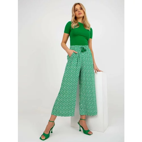 Fashion Hunters SUBLEVEL patterned green fabric palazzo pants