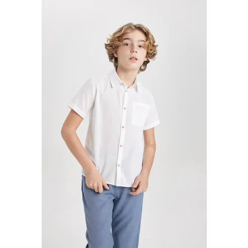 Defacto Boys Polo Neck Linen Look Short Sleeve Shirt