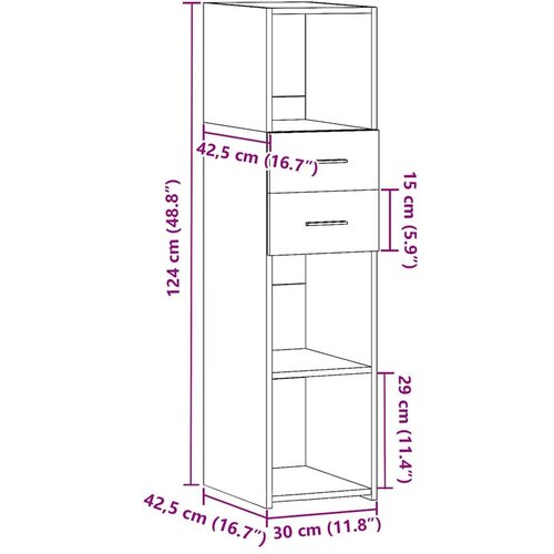 VidaXL Visoka komoda bijela 30 x 42,5 x 124 cm od konstruiranog drva Slike