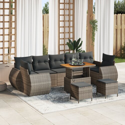 vidaXL 10-delni vrtni sofa set z blazinami siva poli ratan akacija Cene