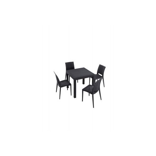 HANAH HOME baštenski set rattan 80x80 small masa takimi anthracite Slike