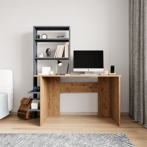 Hanah home Aden - Oak, Anthracite OakAnthracite Study Desk & Bookshelf Cene