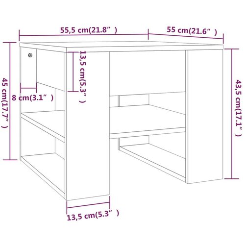  Stolić za kavu boja hrasta 55 5x55x45 cm konstruirano drvo Slike