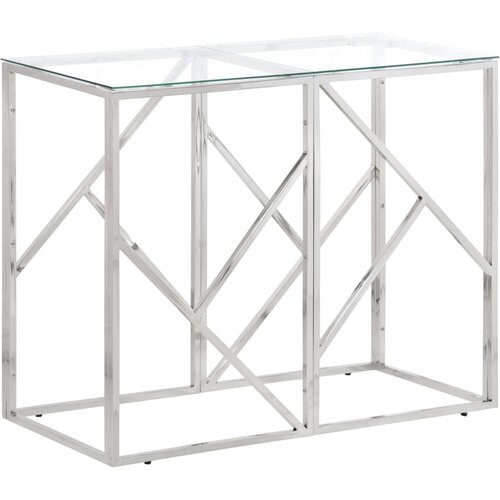 vidaXL Konzolna mizica srebrna nerjaveče jeklo in kaljeno steklo Cene