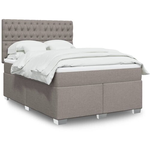 VidaXL Box spring postelja z vzmetnico taupe 140x190 cm blago Slike
