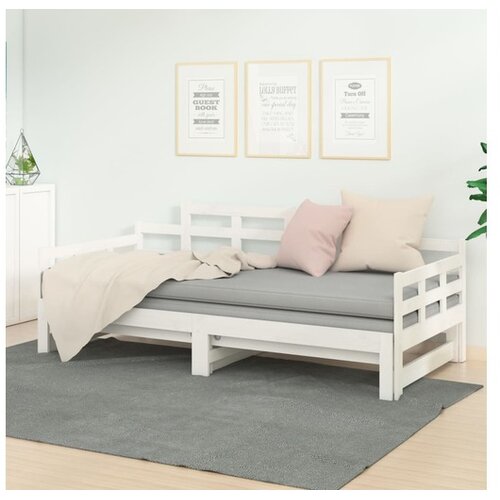  Dnevni ležaj na izvlačenje bijeli 2x(90x200)cm masivna borovina Cene
